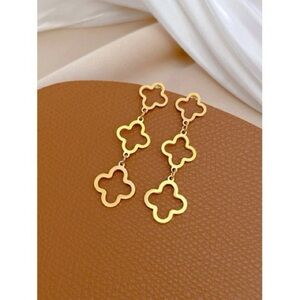 Gold Plated Clover Drop Earrings
